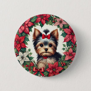 Christmas Yorkie                                   Button