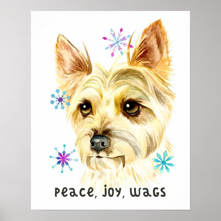 Christmas Yorkie Dog Watercolor Painting Poster Zazzle Com