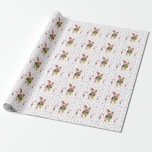 Christmas Yorkie Dog with Candy Canes Snowflakes Wrapping Paper