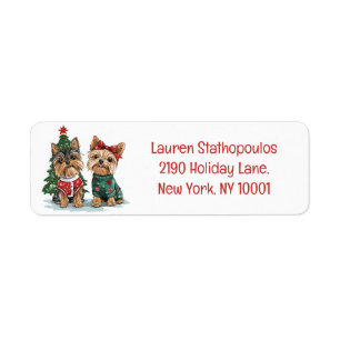 Christmas Yorkie Dogs Label