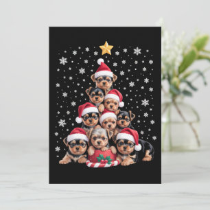 Christmas Yorkie Dogs Lover Tree Xmas Pet Animal Invitation