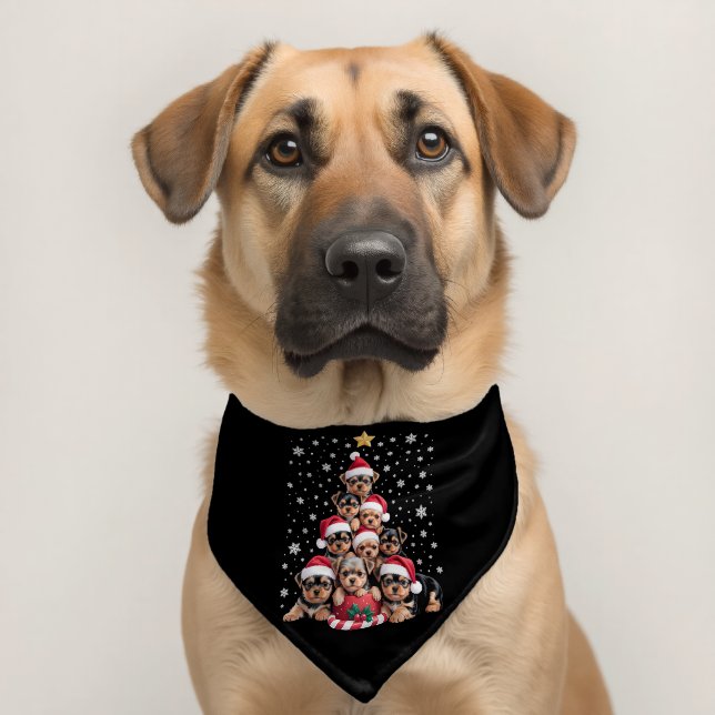 Christmas Yorkie Dogs Lover Tree Xmas Pet Animal Pet Bandana Collar (Dog 2)