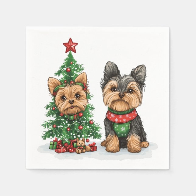 Christmas Yorkie Dogs Napkins (Front)
