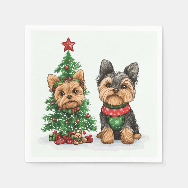 Christmas Yorkie Dogs Napkins (Front)