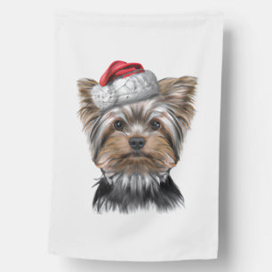 Christmas Yorkie House Flag