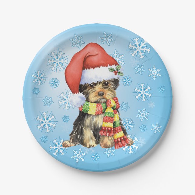 Christmas Yorkie Paper Plates (Front)