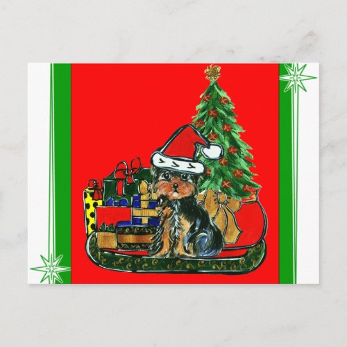 Christmas Yorkie Poo Holiday Postcard