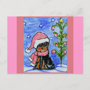 Christmas Yorkie Poo Holiday Postcard