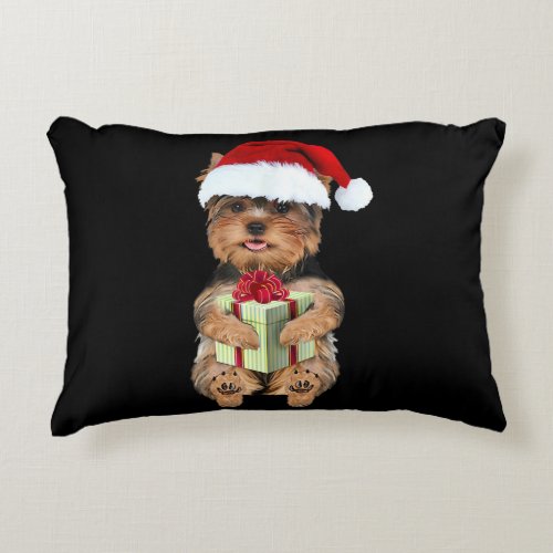 Christmas Yorkie  Yorkshire Terrier Funny Dog Accent Pillow