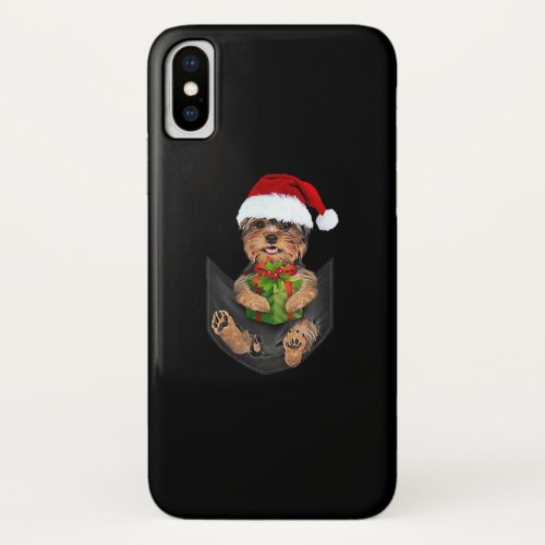 Christmas Yorkie  Yorkshire Terrier In Pocket iPhone X Case