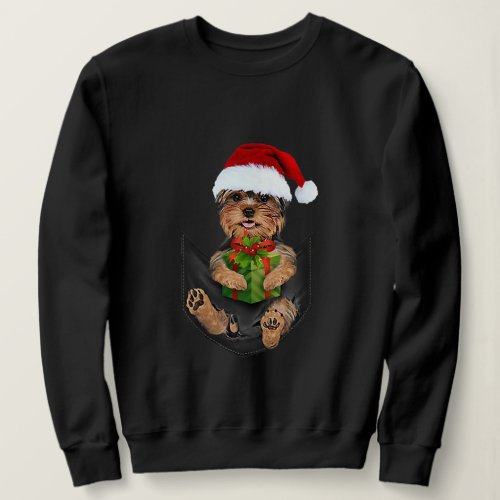 Christmas Yorkie  Yorkshire Terrier In Pocket Sweatshirt