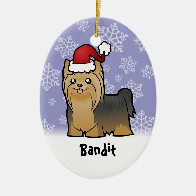 Christmas Yorkshire Terrier (add your pets name) Ceramic Ornament (Front)