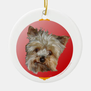 Christmas Yorkshire Terrier Ceramic Ornament