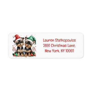 Christmas Yorkshire Terrier Dogs Label