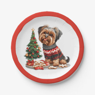 Christmas Yorkshire Terrier Dogs Paper Plates
