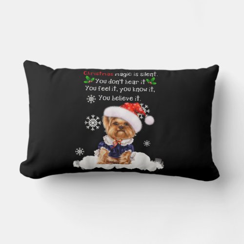 Christmas Yorkshire Terrier Funny Yorkie Puppy Lumbar Pillow