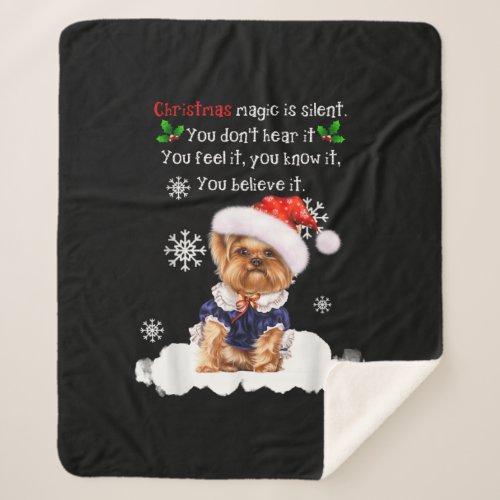 Christmas Yorkshire Terrier Funny Yorkie Puppy Sherpa Blanket