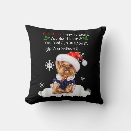 Christmas Yorkshire Terrier Funny Yorkie Puppy Throw Pillow