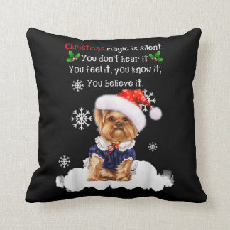 Christmas Yorkshire Terrier Funny Yorkie Puppy Throw Pillow