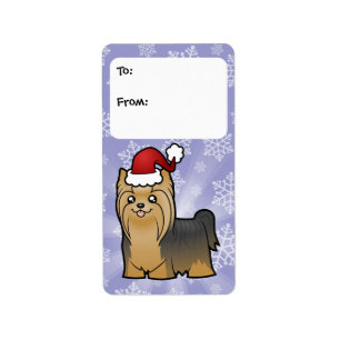 Christmas Yorkshire Terrier Gift Tags (long bow)