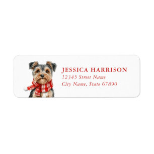 Christmas Yorkshire Terrier Return Address Label