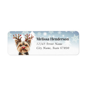 Christmas Yorkshire Terrier Return Address Label