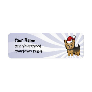 Christmas Yorkshire Terrier (short hair with bow) Label