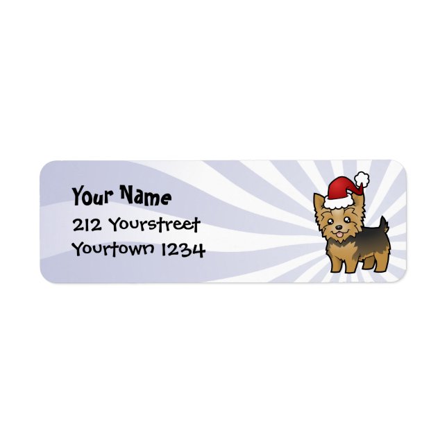 Christmas Yorkshire Terrier (short hair with bow) Label (Front)