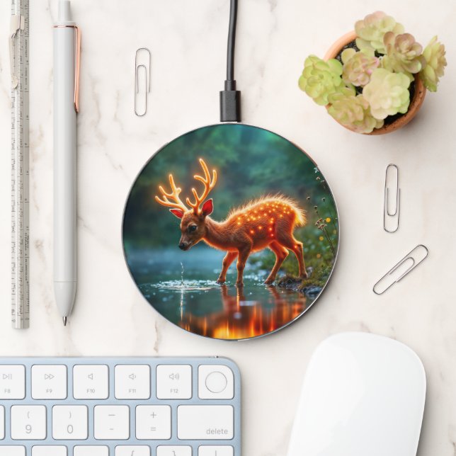 Christmas young deer stream magic lights wireless charger  (Desk)