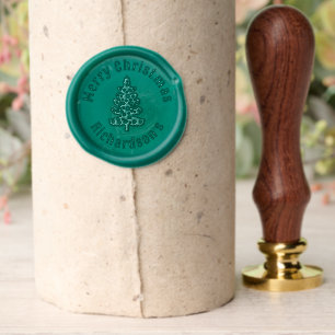 Christmas Your Text & Name Pine Tree Greeting Card Wax Seal Stamp