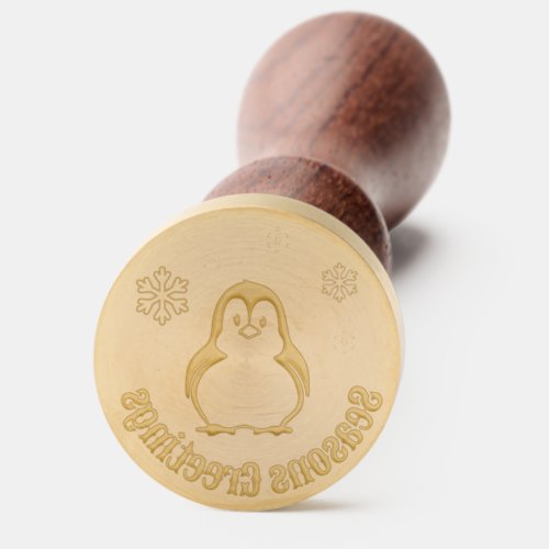 Christmas Your Text Penguin Greeting Card Wax Wax Seal Stamp