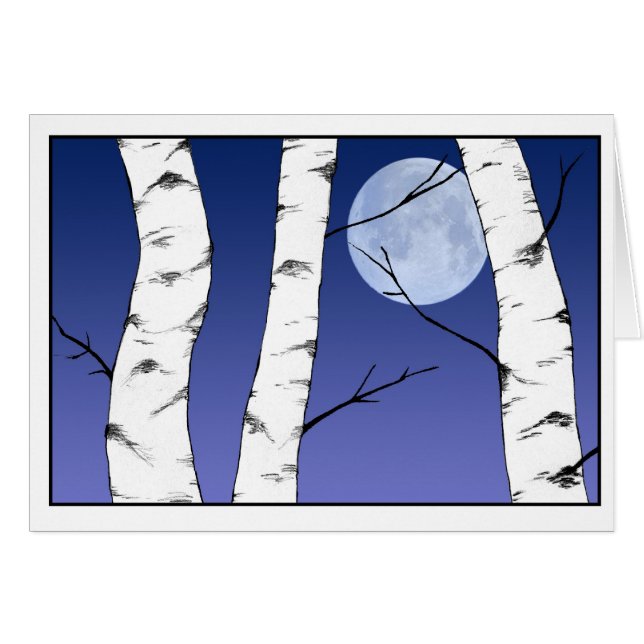 Christmas Yule Solstice Birches Blank Card (Front Horizontal)