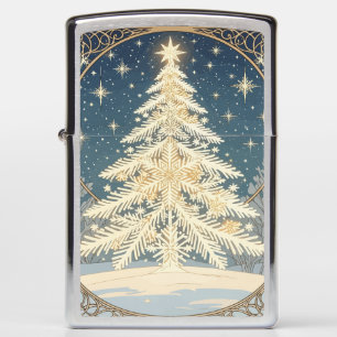 Christmas Yule Tree Snowflake Branches Art Nouveau Zippo Lighter