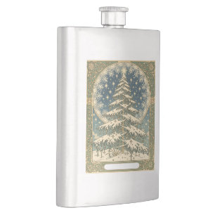 Christmas Yule Tree Snowflakes and Stars Art Nouve Flask