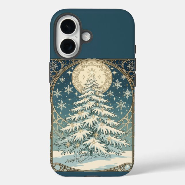 Christmas Yule Tree With Snow And Star-Shaped  Case-Mate iPhone Case (Back)