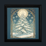 Christmas Yule Tree With Snow And Star-Shaped  Gift Box<br><div class="desc">xChristmas Yule Tree With Snow And Star-Shaped Ornaments is a beautiful art nouveau vector design of a festive and stylized holiday tree. A stunningly beautiful blue-toned artwork that captures the midwinter seasonal vibes alongside snowflakes and a star filled sky. Are you a snowflake lover? A festive holiday lover, perhaps? Perfect...</div>