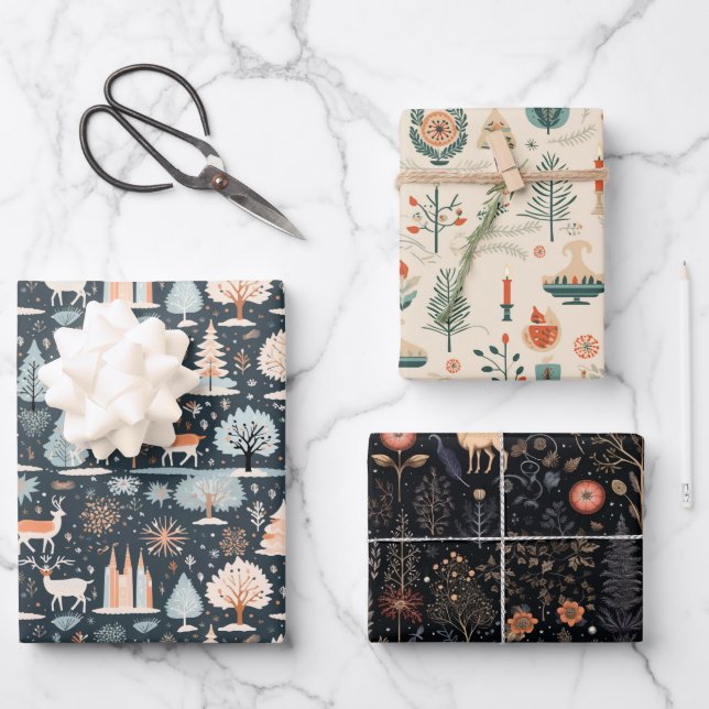 Christmas & Yule Wrapping Paper Sheets (Front)