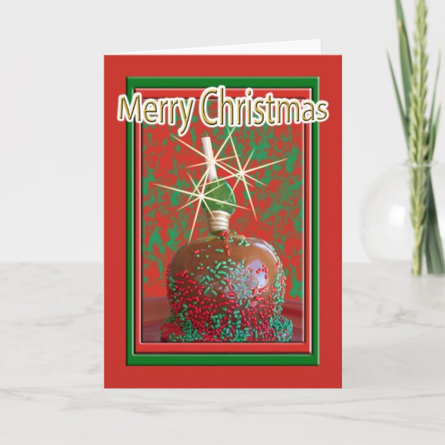 Christmas Yummy Caramel Apple Photograph Holiday Card (Front)