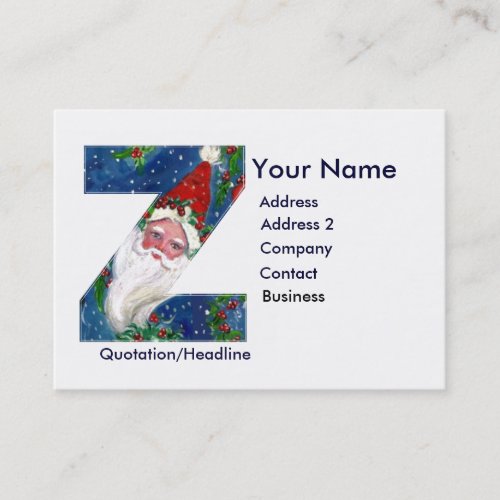 CHRISTMAS Z LETTER  SANTA CLAUS WITH RED RIBBON BUSINESS CARD