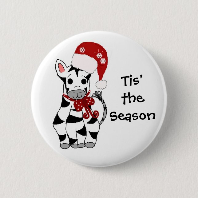 Christmas Zebra Button (Front)