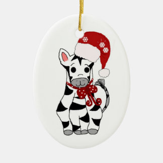 Christmas Zebra Ceramic Ornament