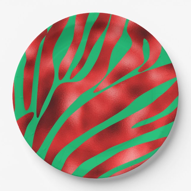 Christmas Zebra Festive Paper Plates (Front)