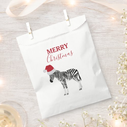 Christmas Zebra Funny Animal with Santa Hat Favor Bag