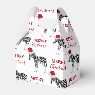 Christmas Zebra Funny Animal with Santa Hat Favor Boxes
