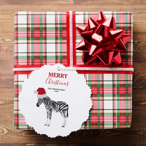 Christmas Zebra Funny Animal with Santa Hat Gift Ornament Card