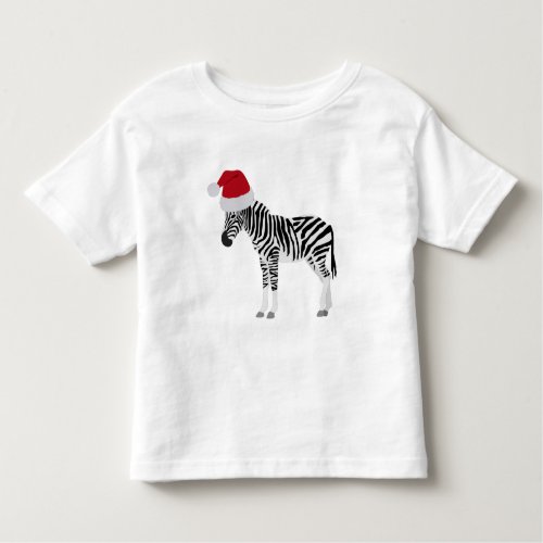 Christmas Zebra Funny Animal with Santa Hat Toddler T_shirt