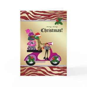 Christmas Zebra Jewelry Salon Purses Holiday Card