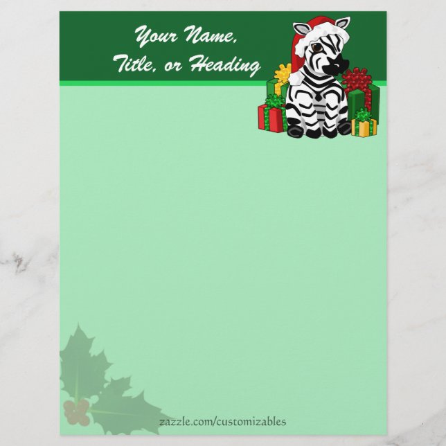 Christmas Zebra Letterhead (Front)