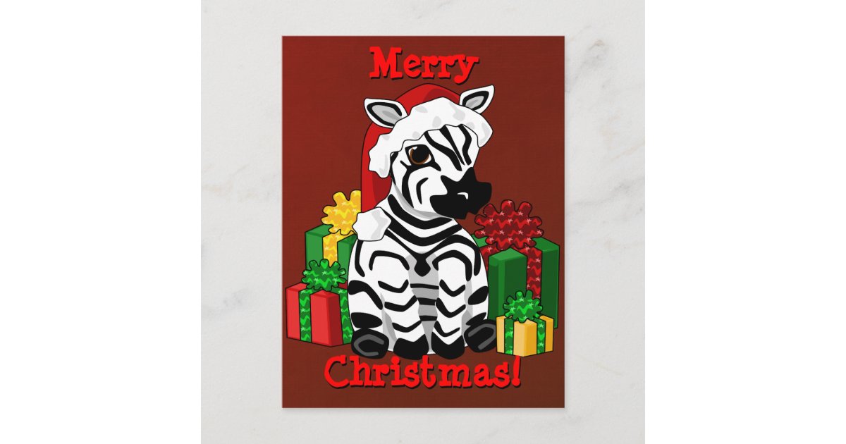 Christmas Zebra Postcard Zazzle