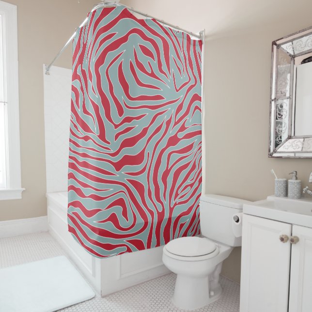 Christmas Zebra Print Wild Animal Print Pattern Sh Shower Curtain (In Situ)